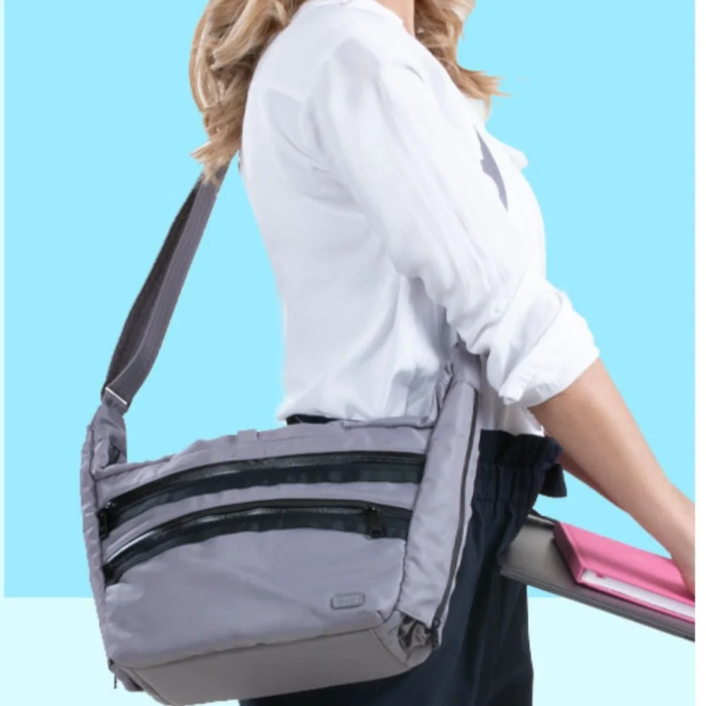 LUG TROOPER SLING BAG Purse‎ Gray Hidden Cargo Multi Pockets RFID Tote